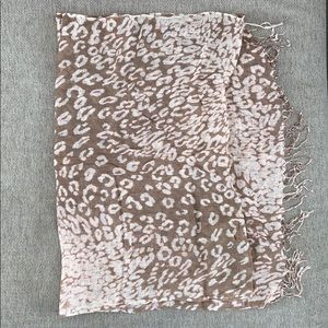 Brown, cream and pink leopard print scarf